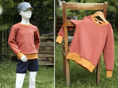 Longsleeve für Kinder aus orange Ottoman-Jersey