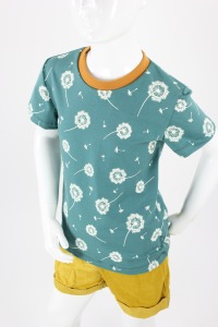 Kinder-T-Shirt mit petrol Pusteblumen