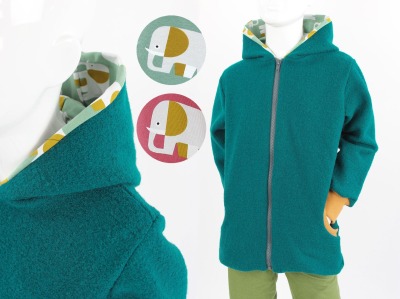 Wolljacke für Kinder smaragd mit Elefanten MEHRERE FARBEN