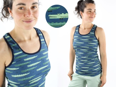 Racerback Tank Top blau mit Krokodilen