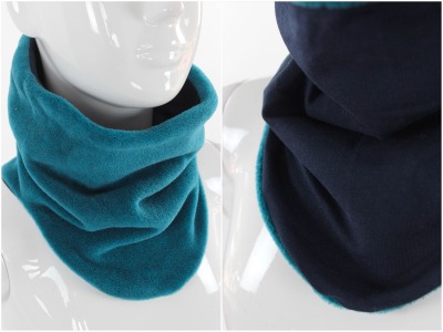 Fleece-Schlupfschal zum Wenden petrol und marineblau