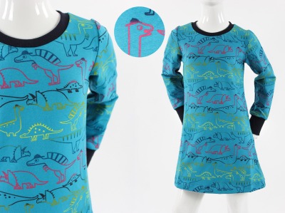 Shirtkleid langarm für Kinder mit Dinosauriern