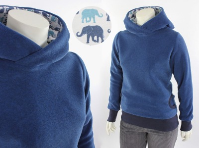 Fleecepulli blau mit Elefanten