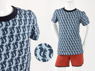 T-Shirt für Kinder blau mit Eichhörnchen