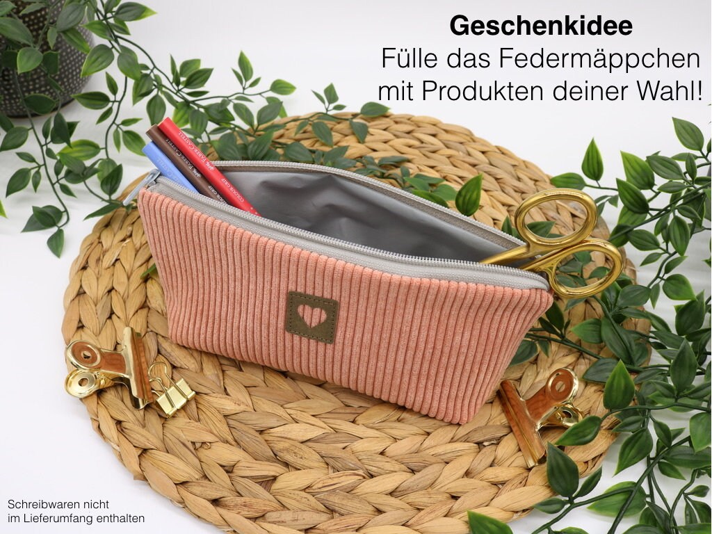 Federmäppchen Cord rosa Federtasche für Studenten Federmäppchen rosa 4