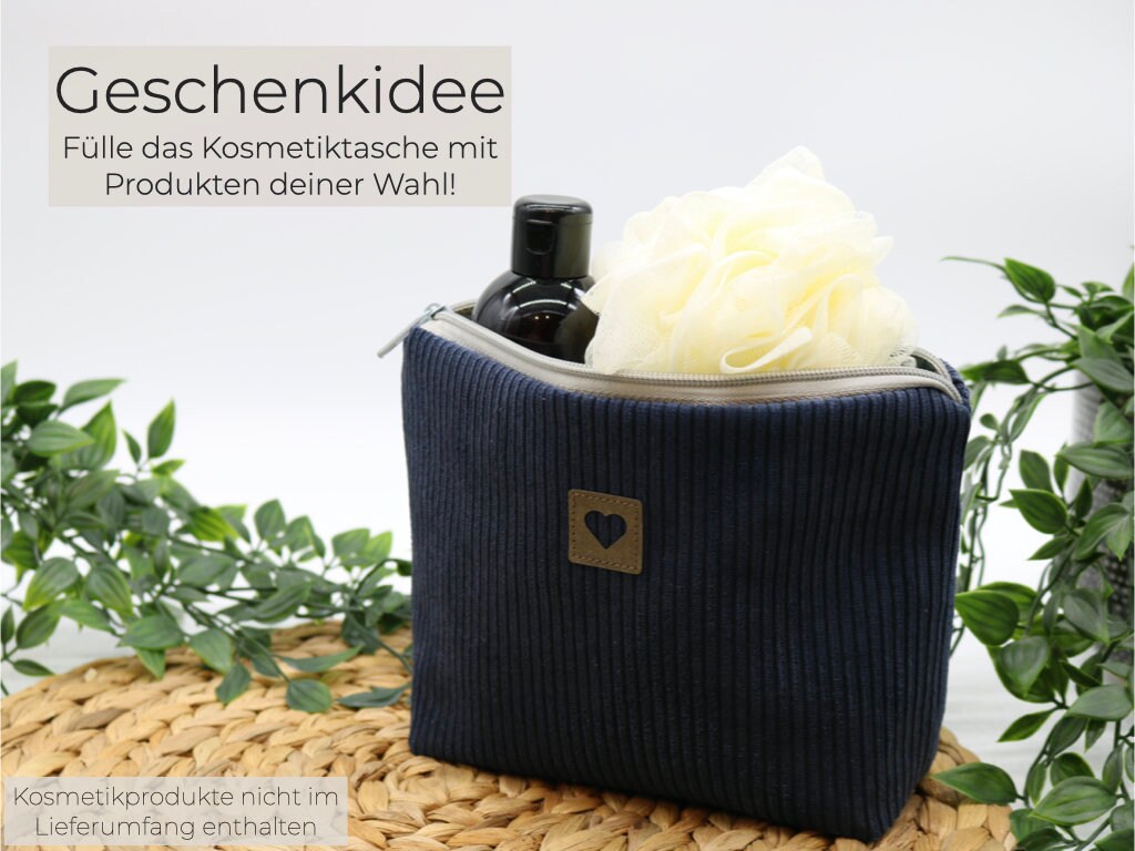 Kosmetiktasche Cord dunkelblau Kulturbeutel Damen Kosmetiktasche dunkelblau 6