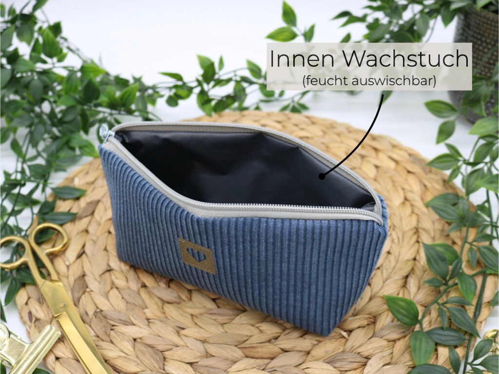 Federmäppchen Cord denimblau Federtasche Erwachsene 3