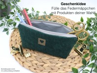 Federmäppchen Cord dunkelgrün Federtasche für Studenten 4