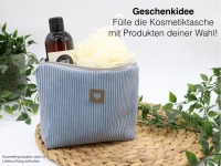 Kosmetiktasche Cord hellblau Schminktasche Damen 4