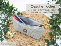 Federmäppchen Cord Salbei Schlampermäppchen Frauen Etui Cord 6