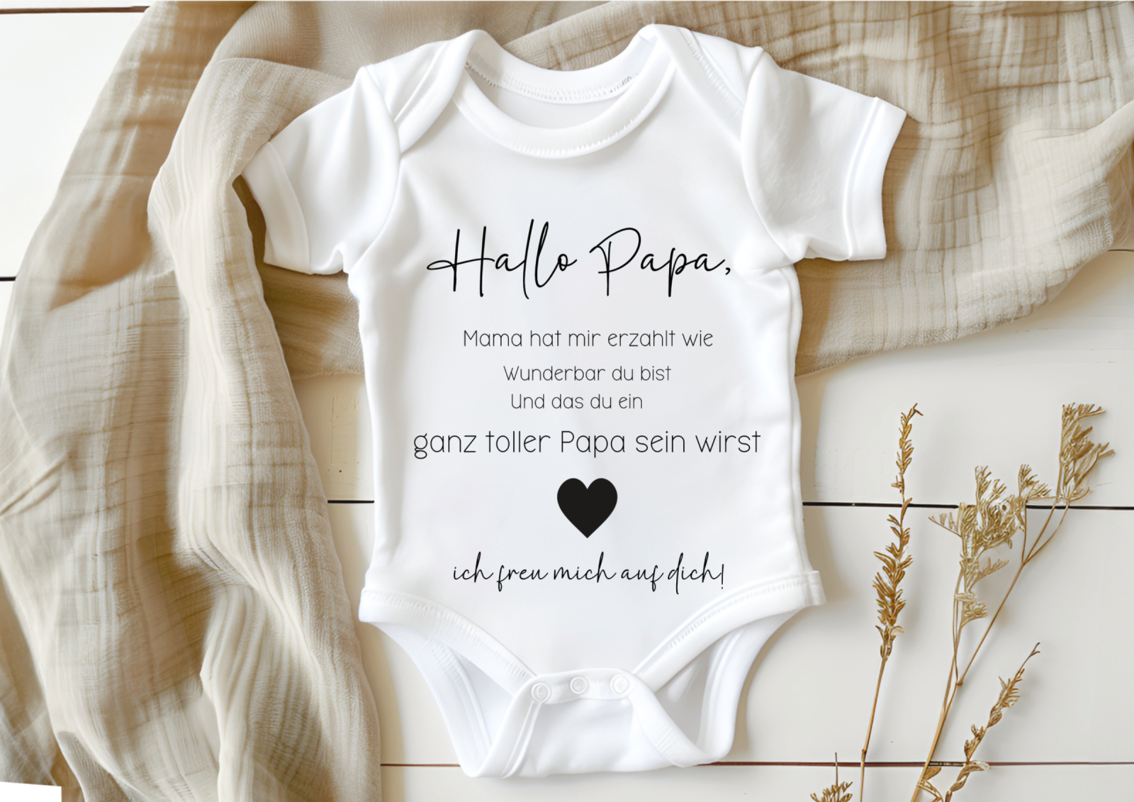 Babybody Hallo Papa Überraschungsgeschenk für werdende Väter