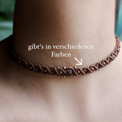 Kette Neela - geknüpfter Choker mit Edelsteinperle