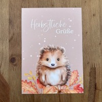 Postkarte - Herbstliche Grüße - Igel 3