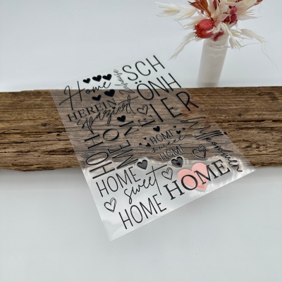 Rub-On Sticker A5 Bogen Home sweet Home in schwarz