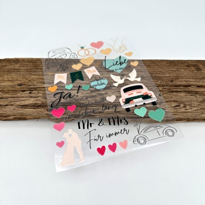 Rub-On Sticker A5 Bogen Hochzeit