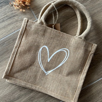 Jutebeutel Tasche mit Herz - Tolle Tasche für tolle Geschenke oder für dich