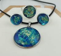 Cabochon Set blue sparkling 5