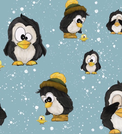 BIO French Terry GOTS Lovely Pinguin - VORBESTELLUNG