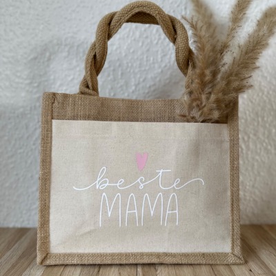 Jutetasche Beste Mama - Geschenkidee zum Muttertag