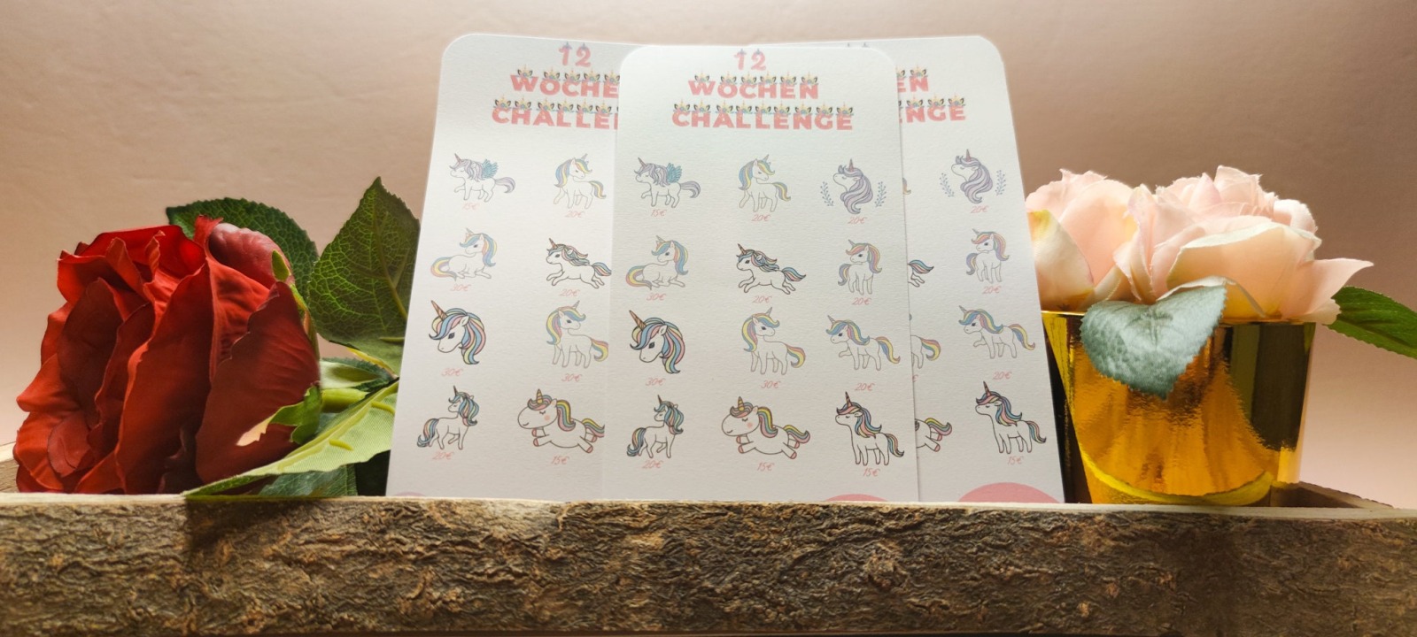 12 Wochen Einhorn Sparchallenge passend für A6 oder A7 Budget Binder, Cash Stuffing, sparen,