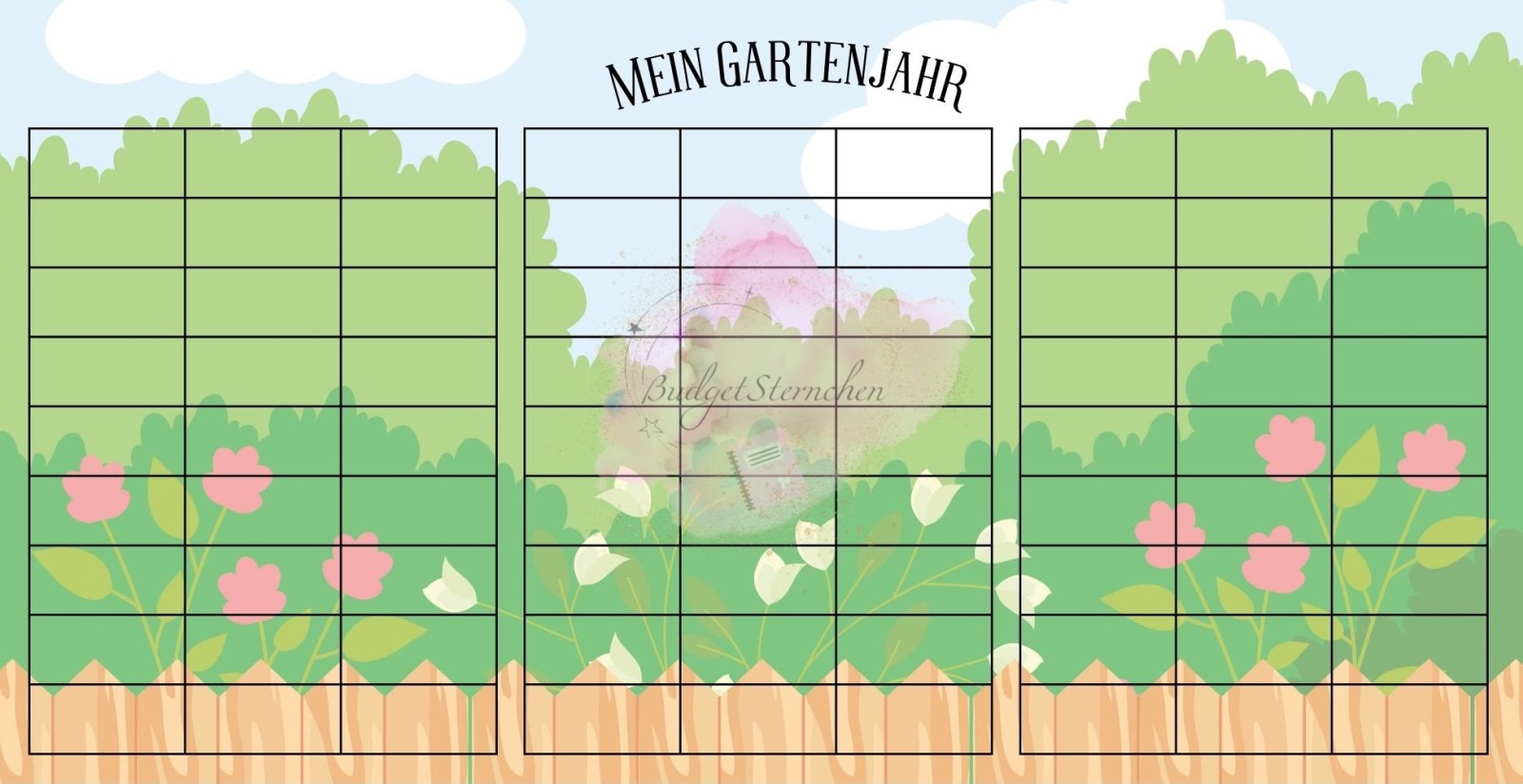 Sparspiel Garten passend für Budget Binder A6 oder A7, Umschlagmethode, challenge, sparchallenge,