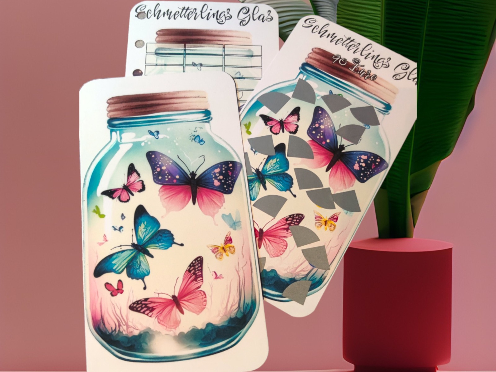 Schmetterlings Glas Rubbelsparchallenge passend für deinen A6 Budget Binder, Cash Stuffing,