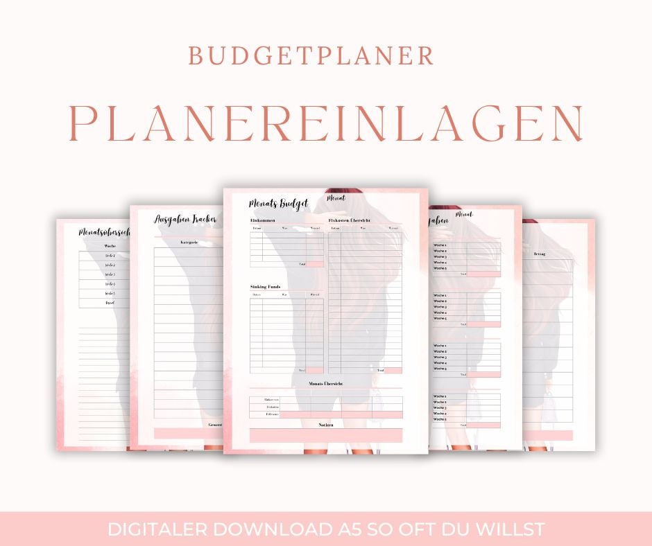 Budgetbuch, Budget Planer Einlagen in A5 Größe, Monatsplaner, perfekt für die Umschlagmethode