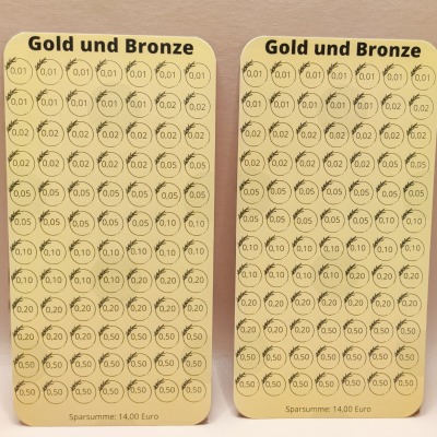 Sparchallenge, Kleingeld Challenge, Gold und Bronze, passend für Budget Binder A6, Umschlagmethode,