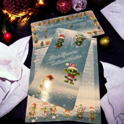 Sparspiel Mini Monster Race Weihnachtsedition passend für deine A6 oder A7 Budget Binder,