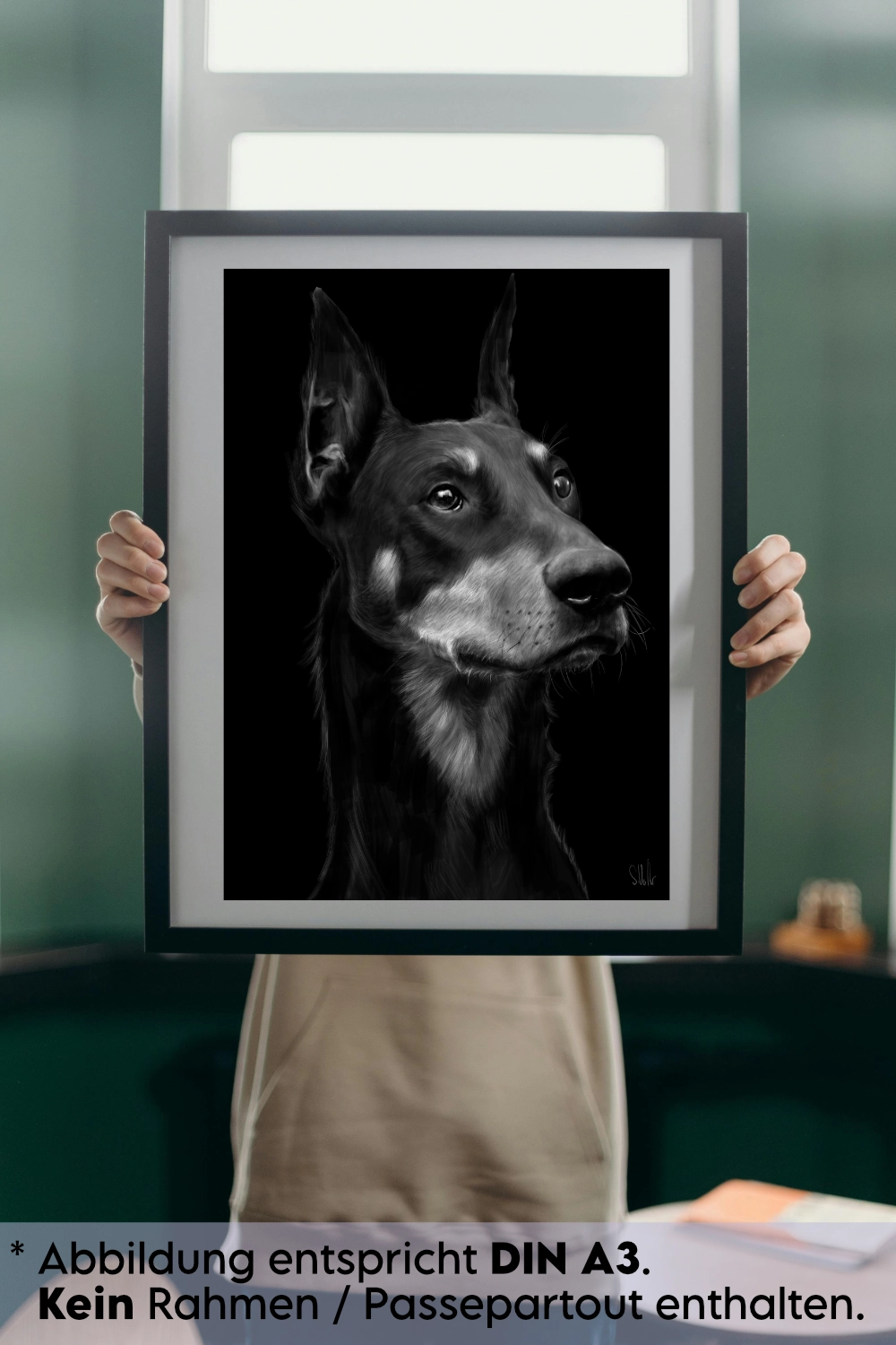 Kunstdruck Hunde-Porträt Dobermann 3