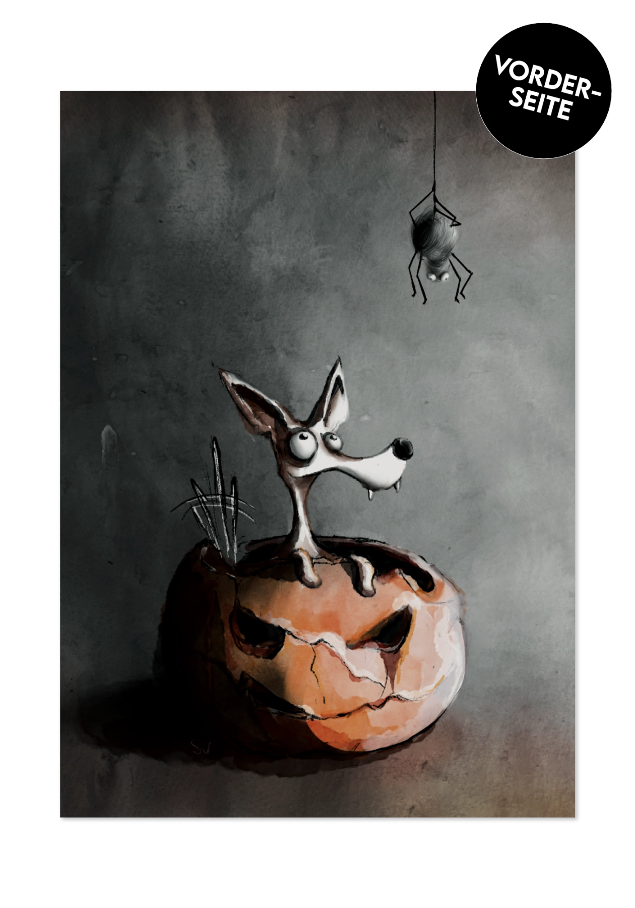 Halloween Postkarte - Pumpkin Podenco