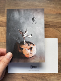 Halloween Postkarte - Pumpkin Podenco 3