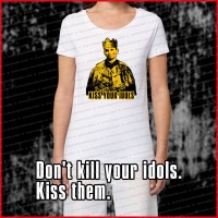 exklusives DEPECHE MODE - Ladies Premium Organic Shirt - Kiss Your Idols - Black/White Front-Print