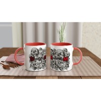 exklusiver DEPECHE MODE - Kaffeebecher - Skull Mania - Keramik - weiss/rot