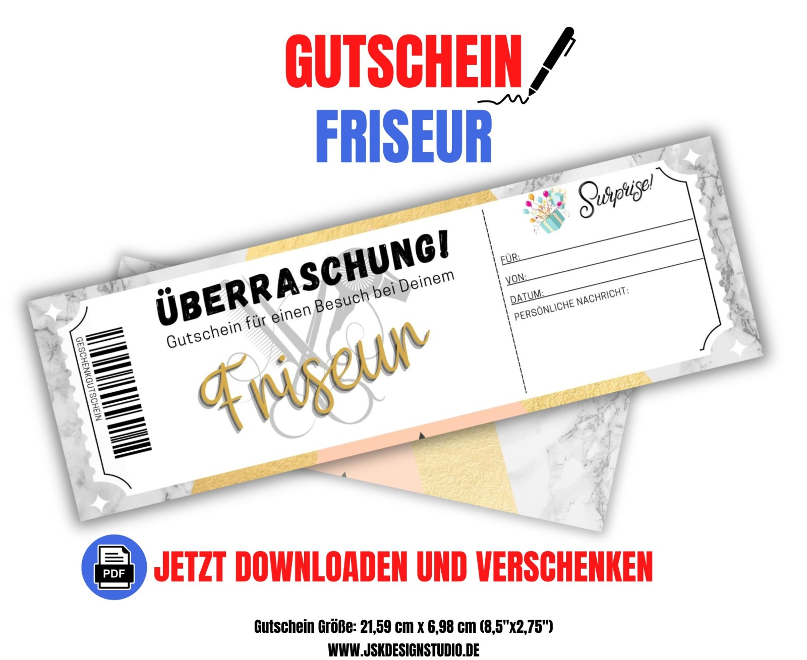 Friseur Gutschein Vorlage zum Ausdrucken &amp; Verschenken