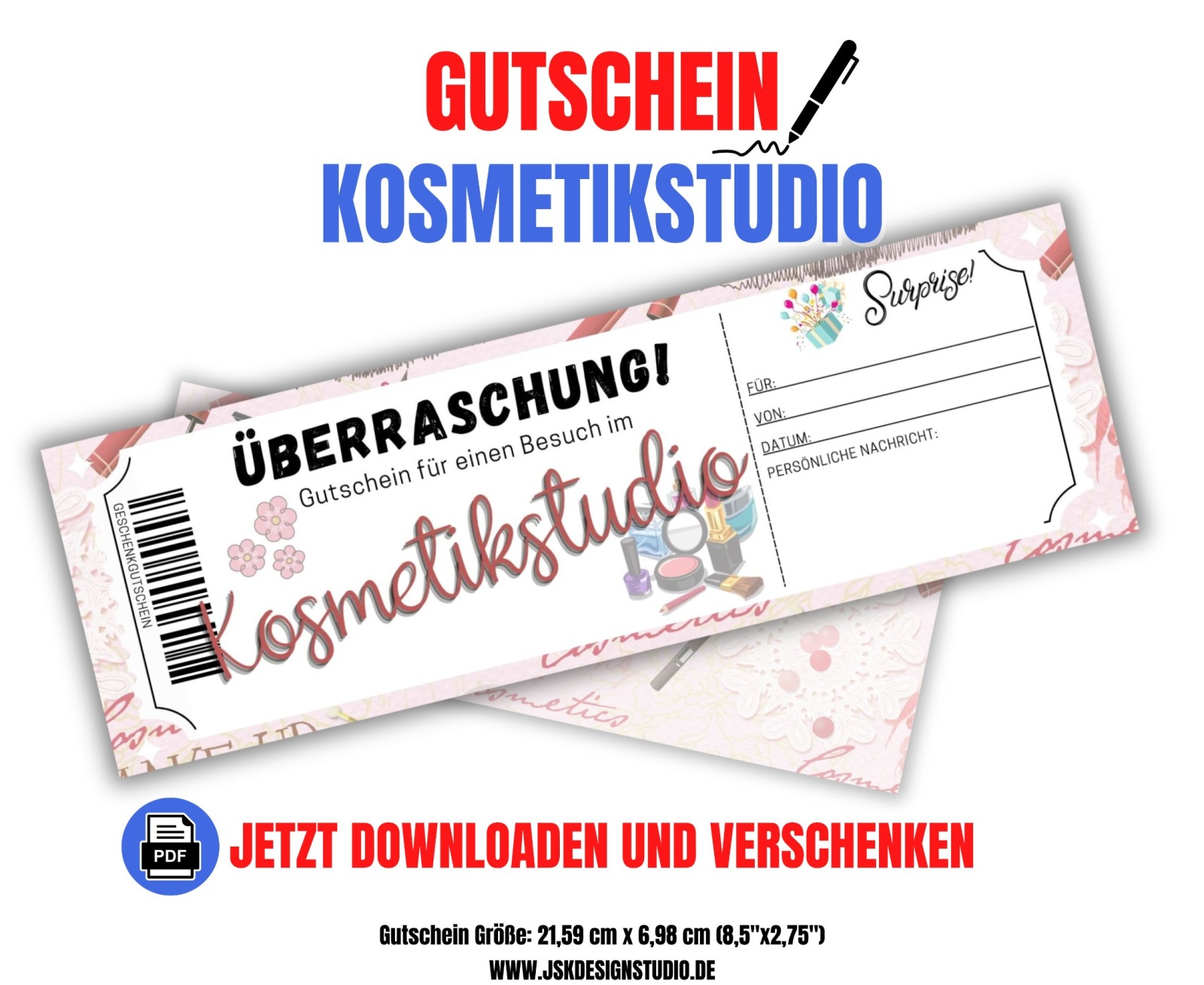 Kosmetik Gutschein Vorlage zum Ausdrucken &amp; Verschenken