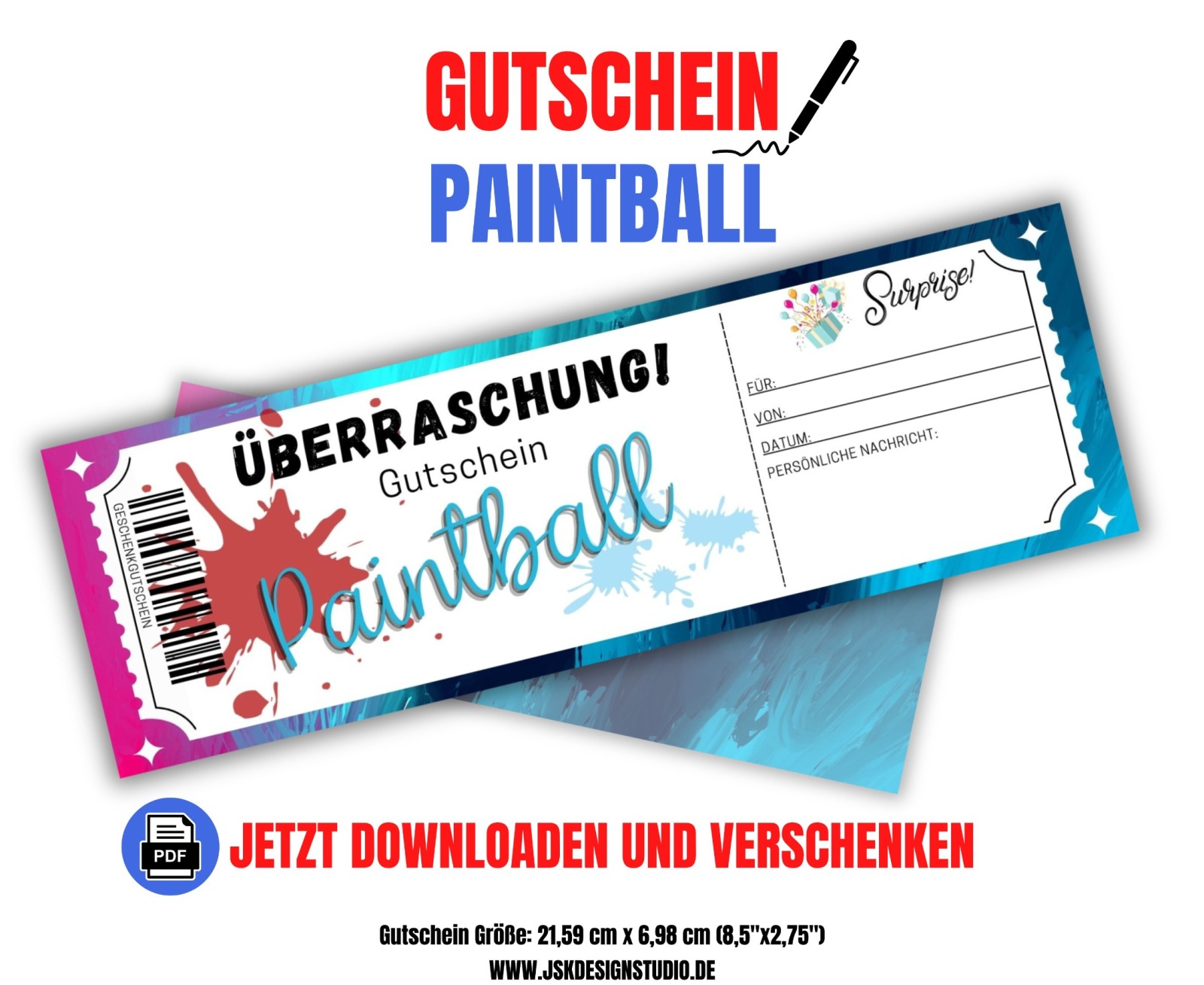 Gutschein für Paintball Vorlage zum Ausdrucken &amp; Verschenken