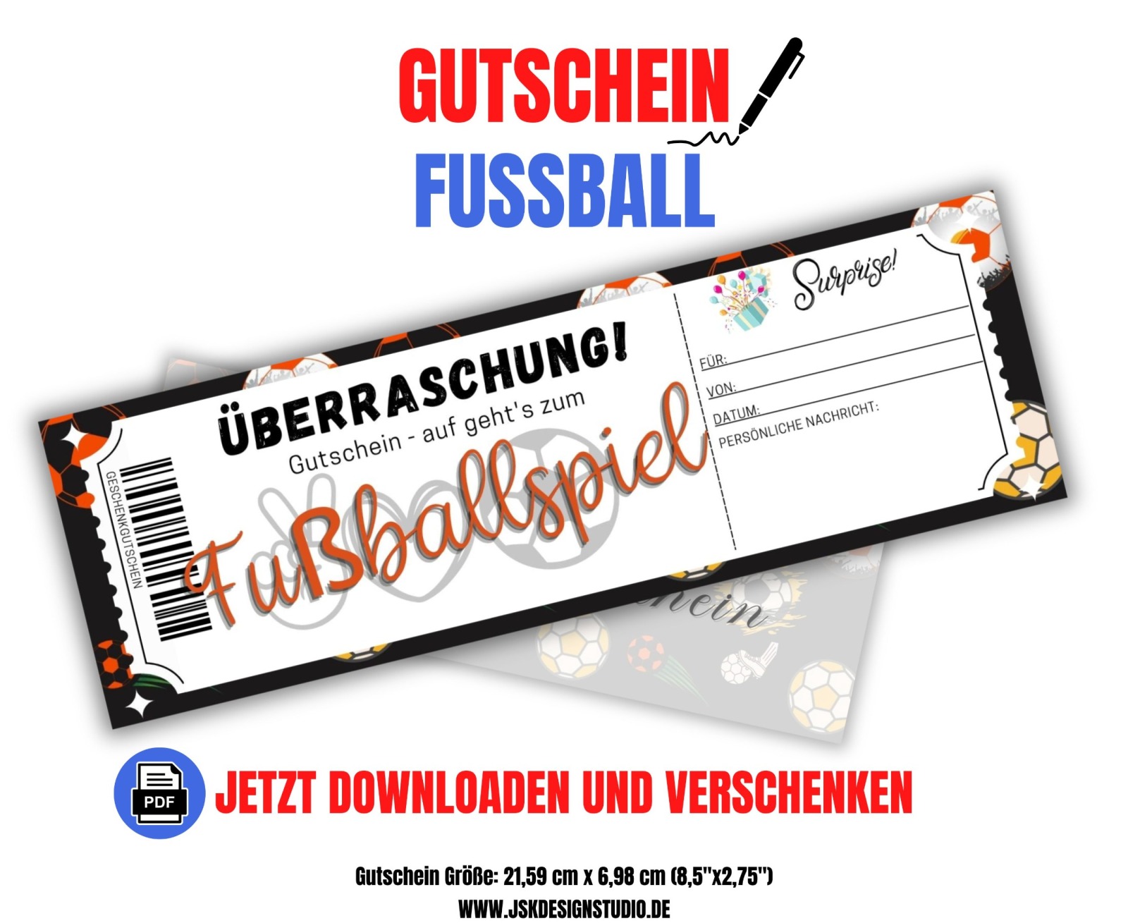 Fußball Gutschein Vorlage zum Ausdrucken &amp; Verschenken