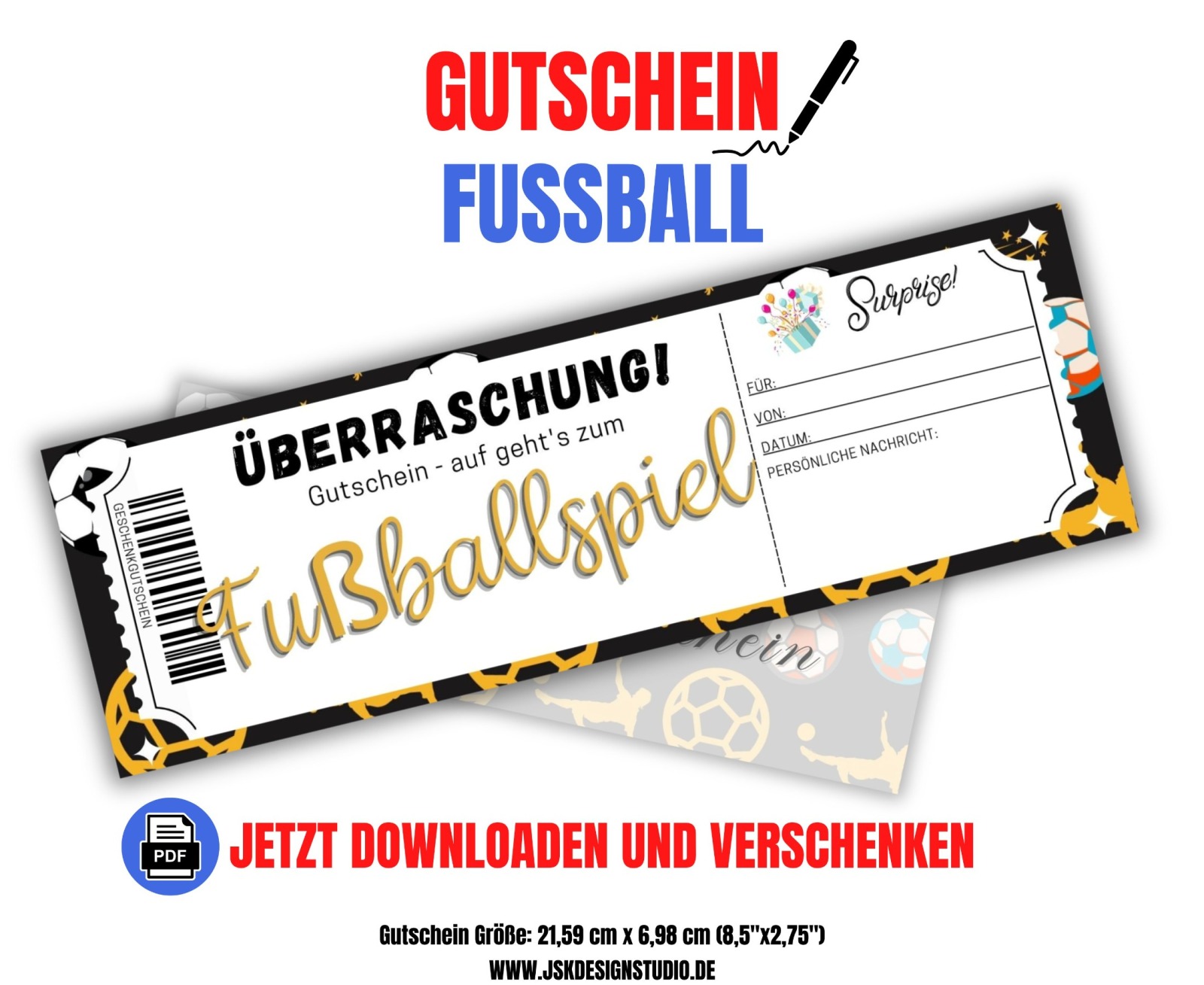 Fußball Gutschein Vorlage zum Ausdrucken &amp; Verschenken