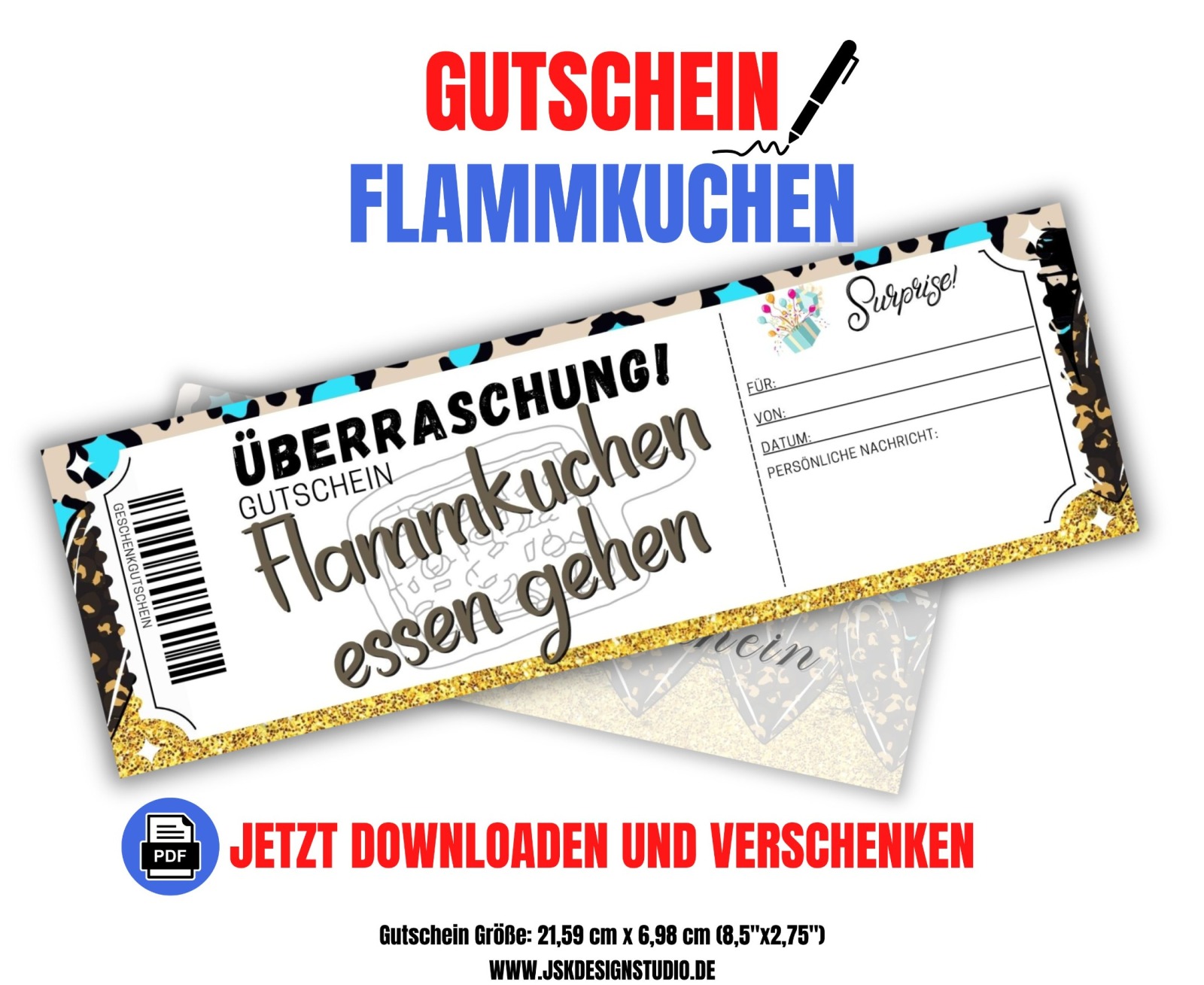 Flammkuchen Gutschein Vorlage zum Ausdrucken &amp; Verschenken