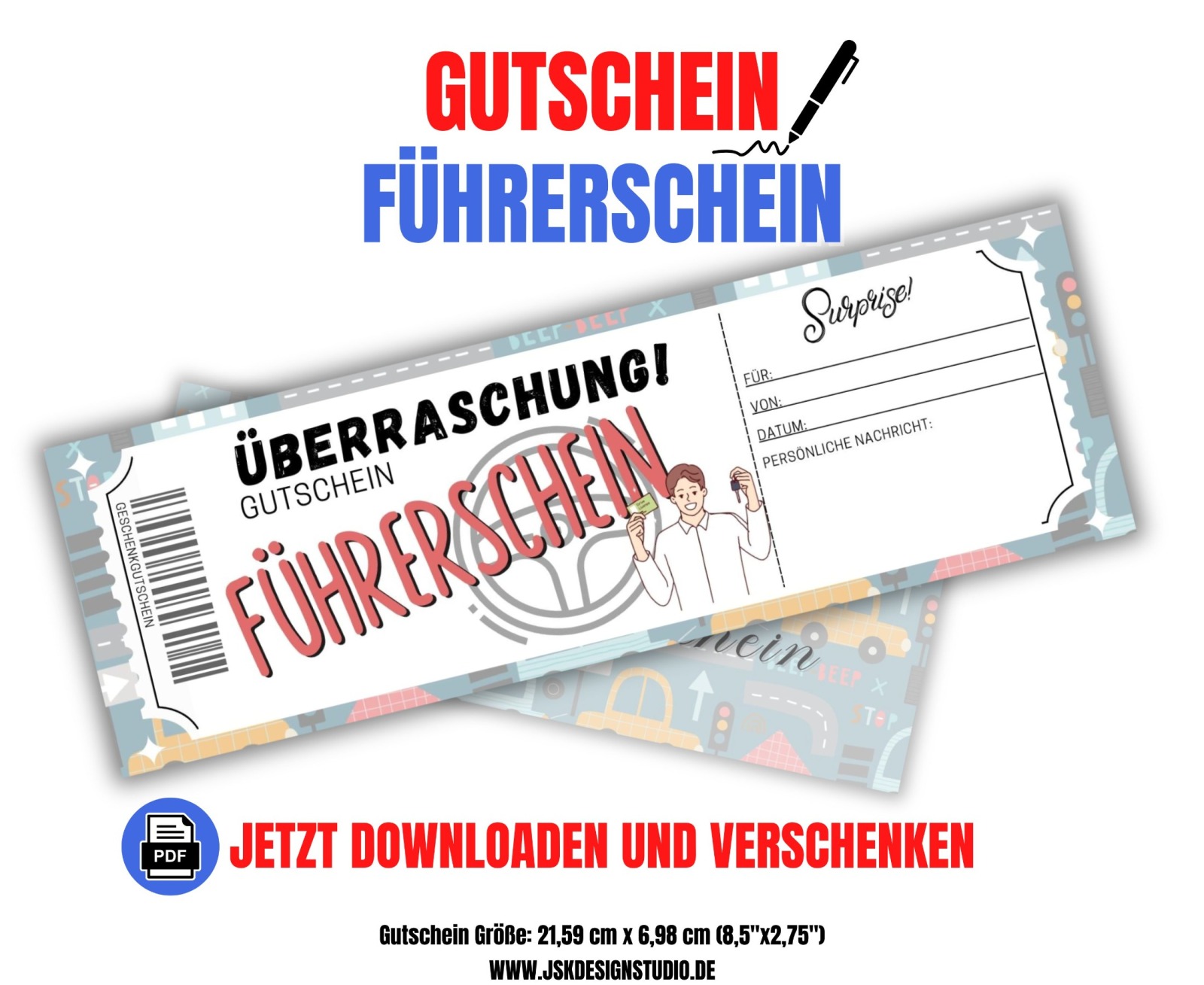 Führerschein Gutschein Vorlage zum Ausdrucken &amp; Verschenken