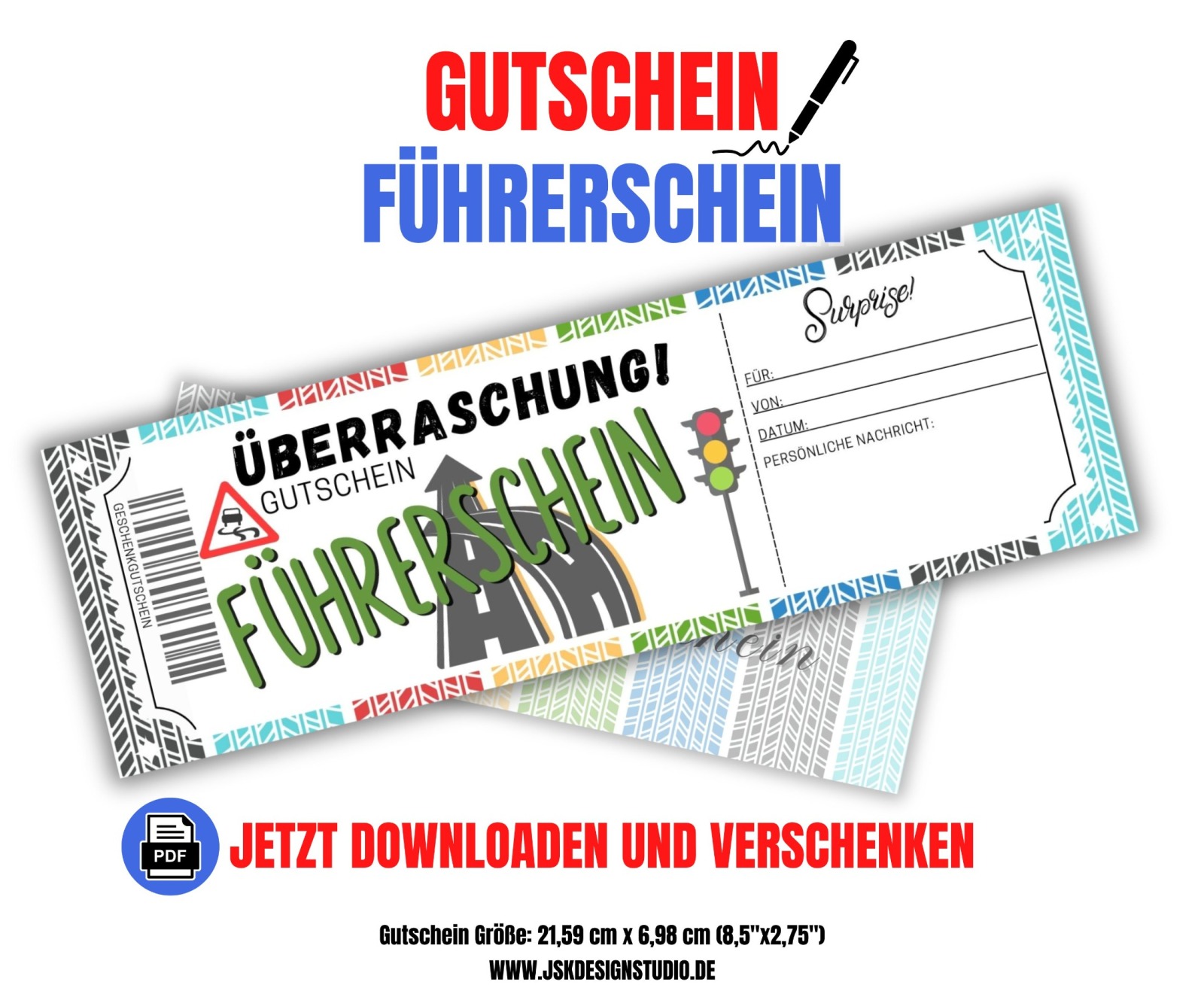 Führerschein Gutschein Vorlage zum Ausdrucken &amp; Verschenken