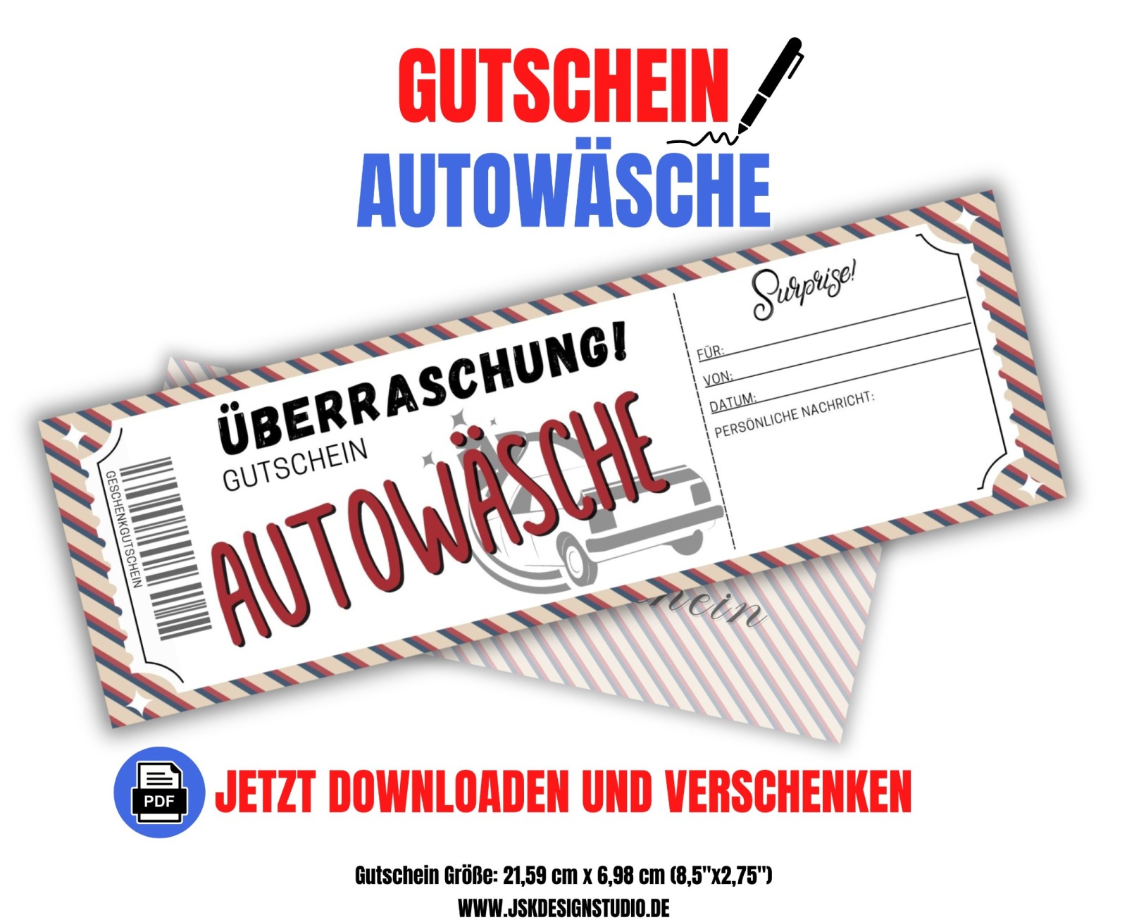 Gutschein für Autowäsche Vorlage zum Ausdrucken &amp; Verschenken