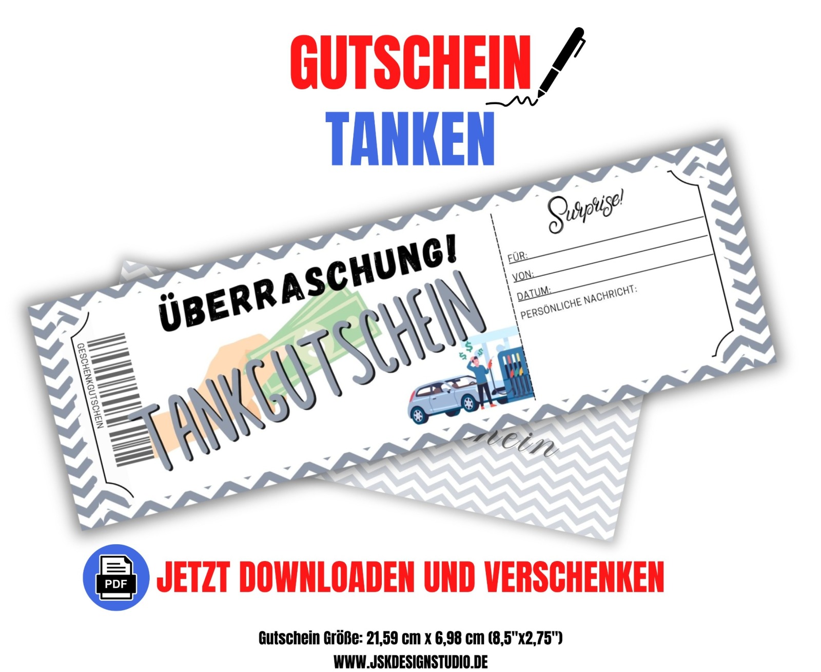 Tank Gutschein Vorlage zum Ausdrucken &amp; Verschenken