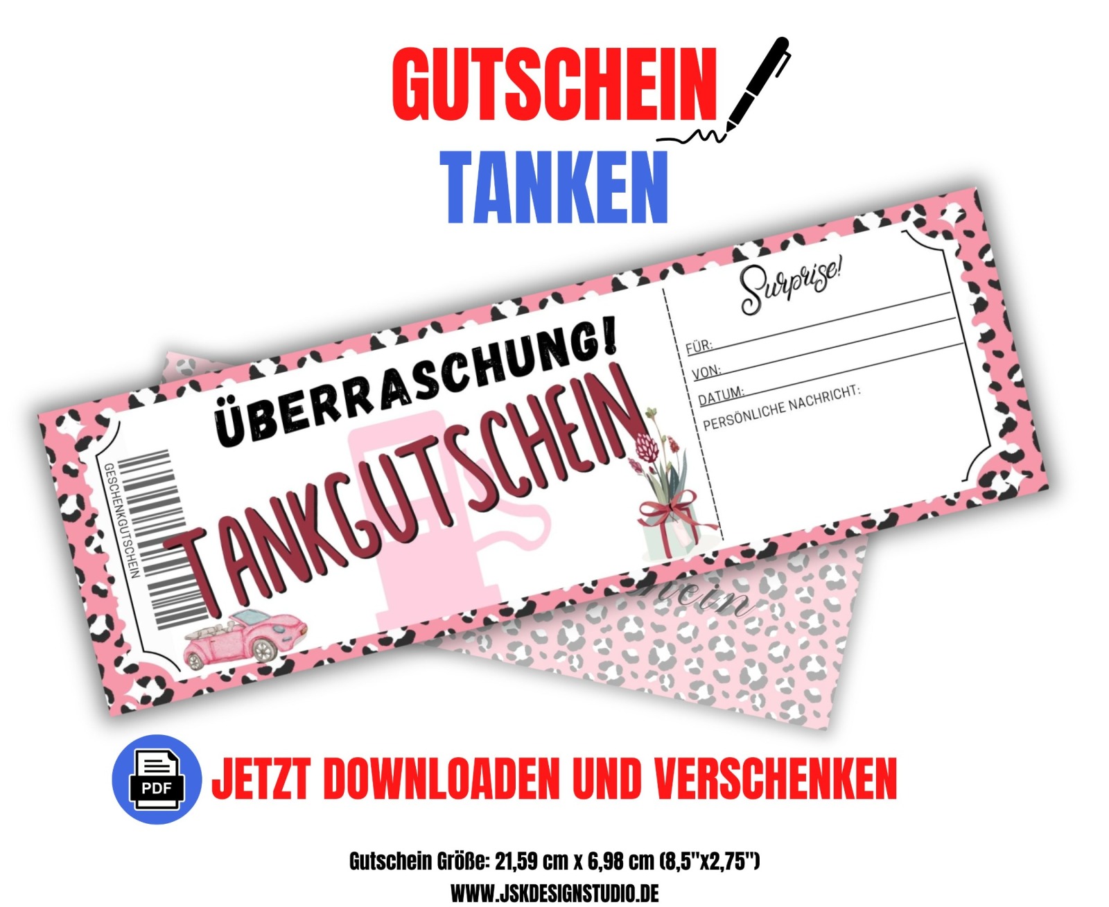 Tank Gutschein Vorlage zum Ausdrucken &amp; Verschenken