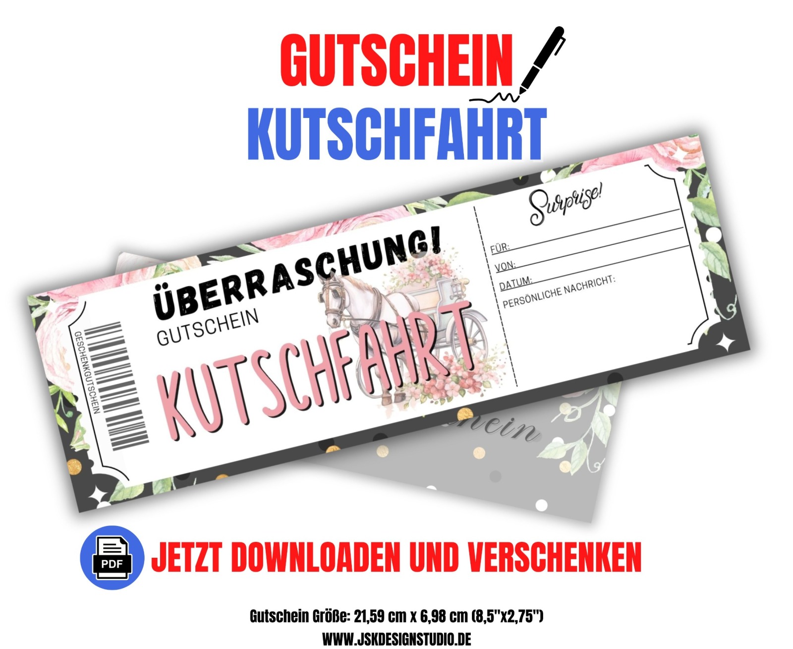 Gutschein für eine Kutschfahrt Vorlage zum Ausdrucken &amp; Verschenken