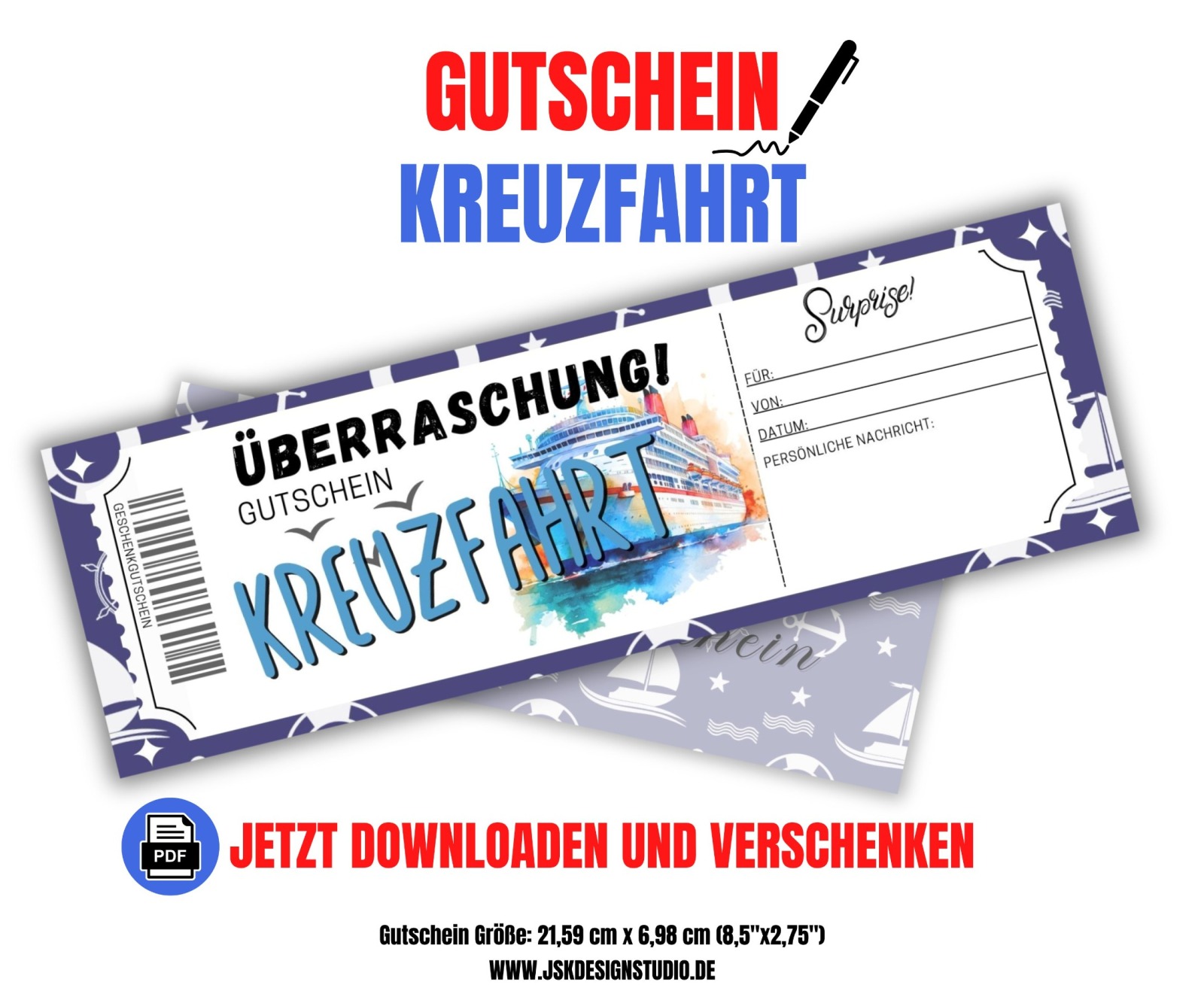 Kreuzfahrt Gutschein Vorlage zum Ausdrucken &amp; Verschenken