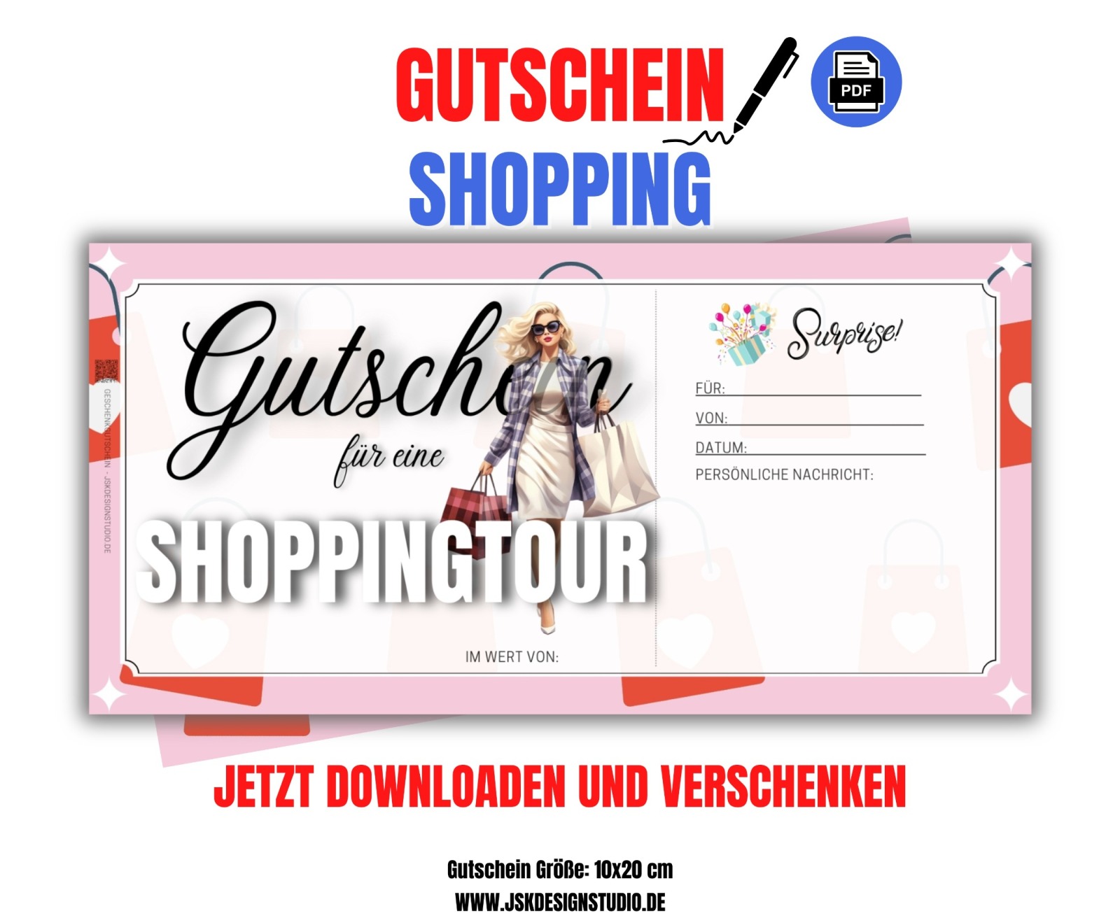 Shopping Gutschein Vorlage zum Ausdrucken &amp; Verschenken