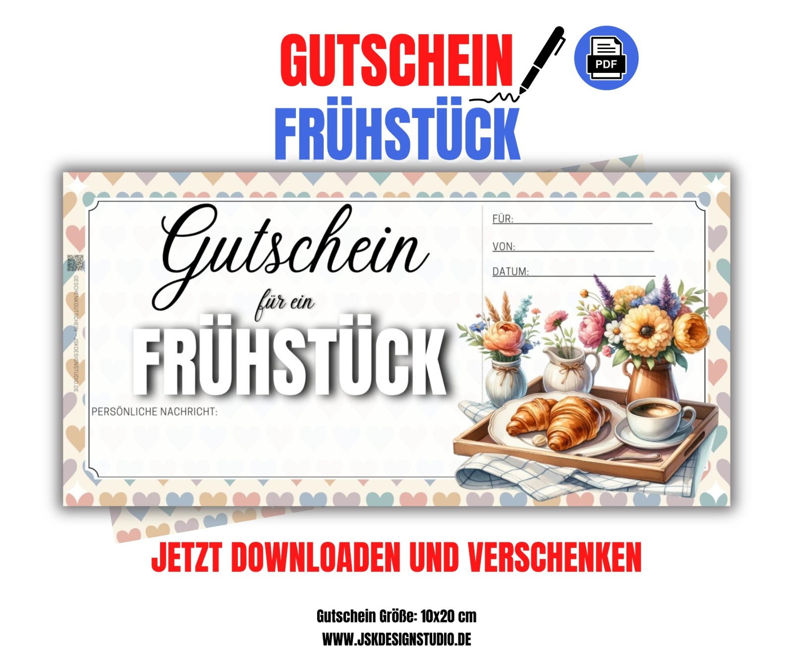 Gutschein für ein Frühstück Vorlage zum Ausdrucken &amp; Verschenken