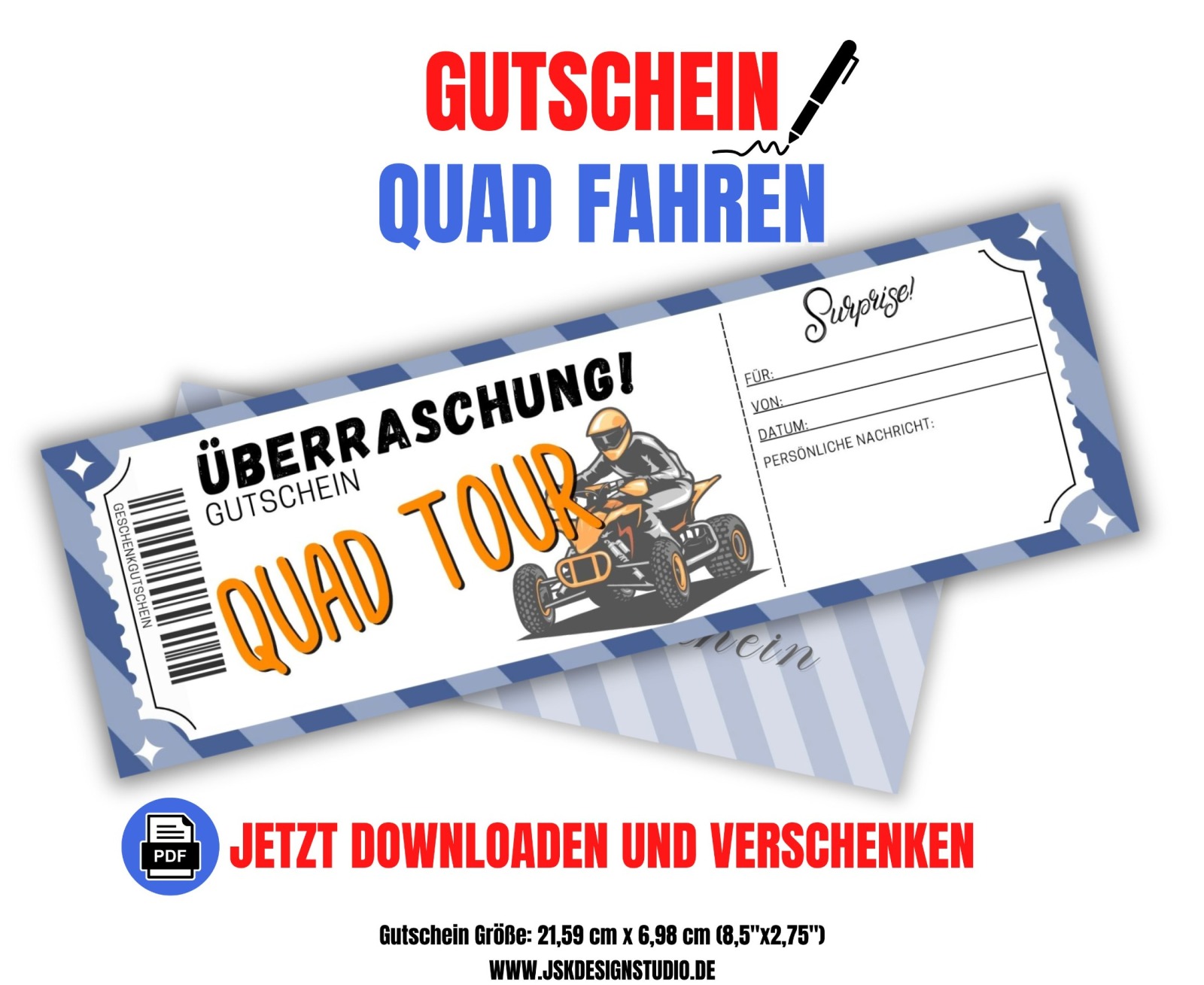 Gutschein für Quad fahren Vorlage zum Ausdrucken &amp; Verschenken